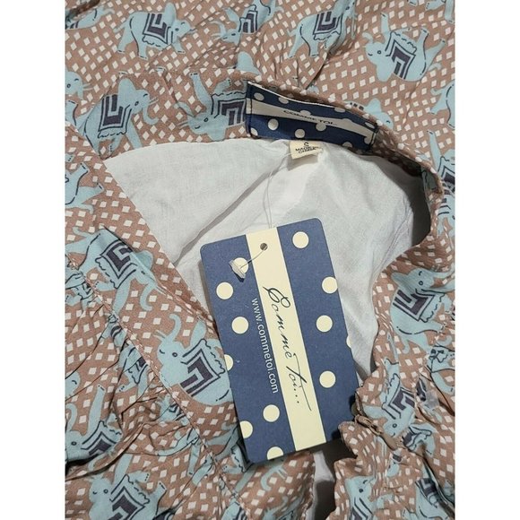 Comme Toi Elephant Printed Knee Length Skirt Size S Tan Blue - Picture 5 of 6